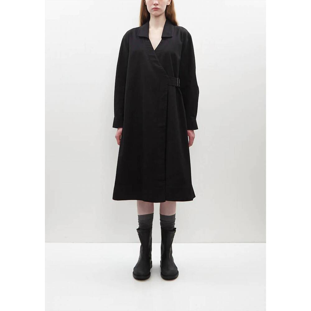 NEW MARGARET HOWELL collared wrap dress in off black